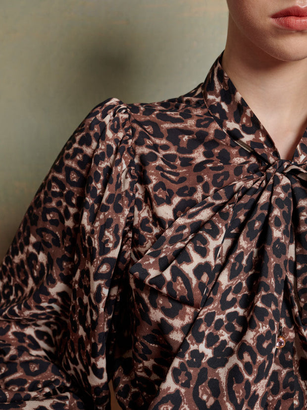 Lise Leopard Bow Blouse