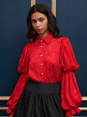 <b>DREAM</b> Court Rose Jacquard Blouse