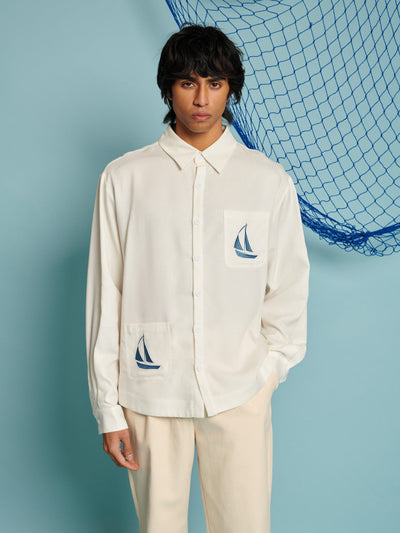 Sail Embroidered Shirt Pearl White / Z