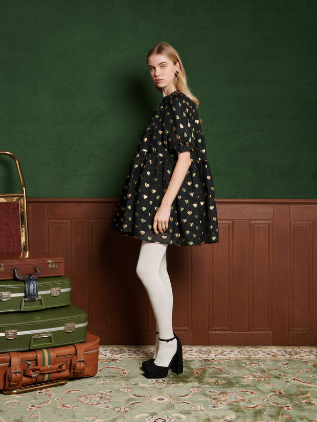 Carriage Hearts Jacquard Dress Coal Black / Z