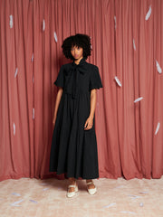 Heron Bow Midi Dress Coal Black / Z