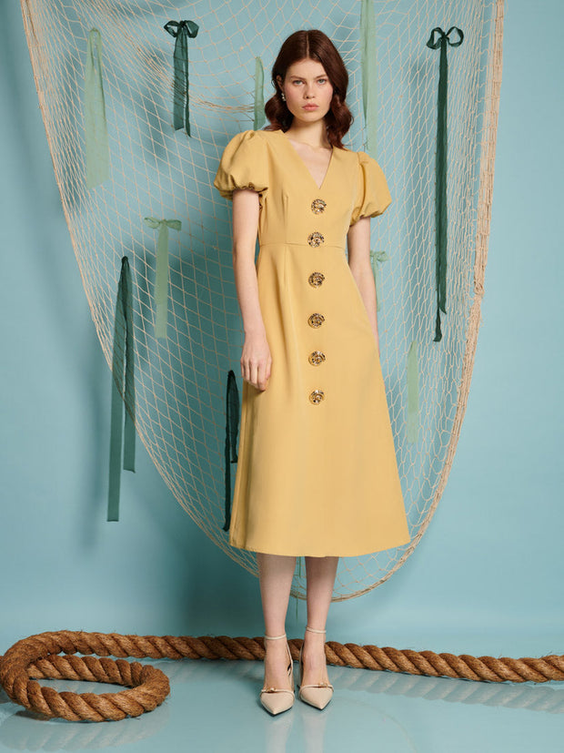 Sandy Swirl Midi Dress Pale Yellow / Z