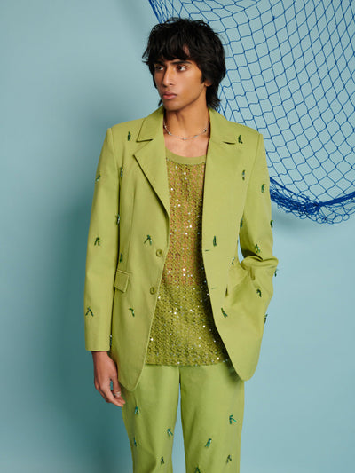 Albert Beaded Blazer Olive Green / Z